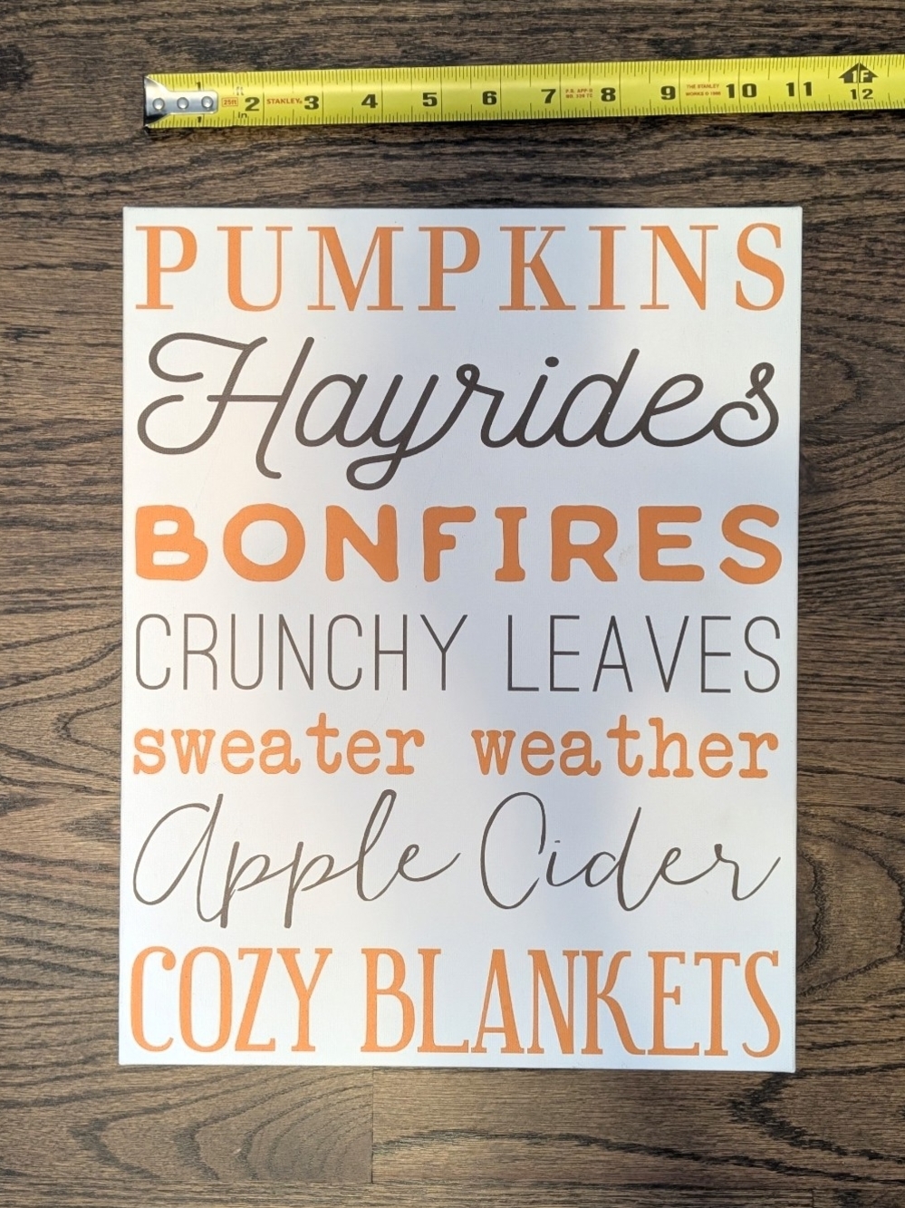 Fall Word Art Sign - Orange and Brown Typography